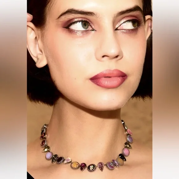 Glowing 1960s German Glass Stones Glass Choker - Picture 1 of 5